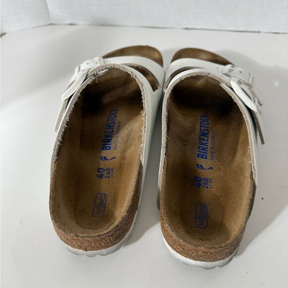 Birkenstock Women’s Arizona Soft Footbed Leather White Slide Sandal Size 9 - Picture 7 of 9